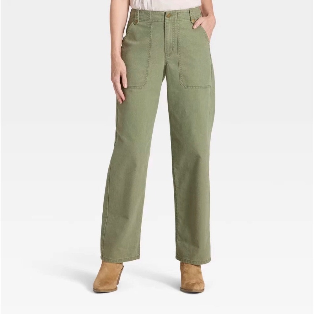 Universal Thread Womens High-Rise Utility Straight Leg Pants Olive Green Size 14
